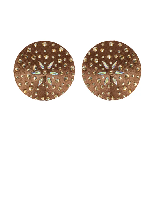 Diamante Satin Classic Pastie - Mocha - Image 3