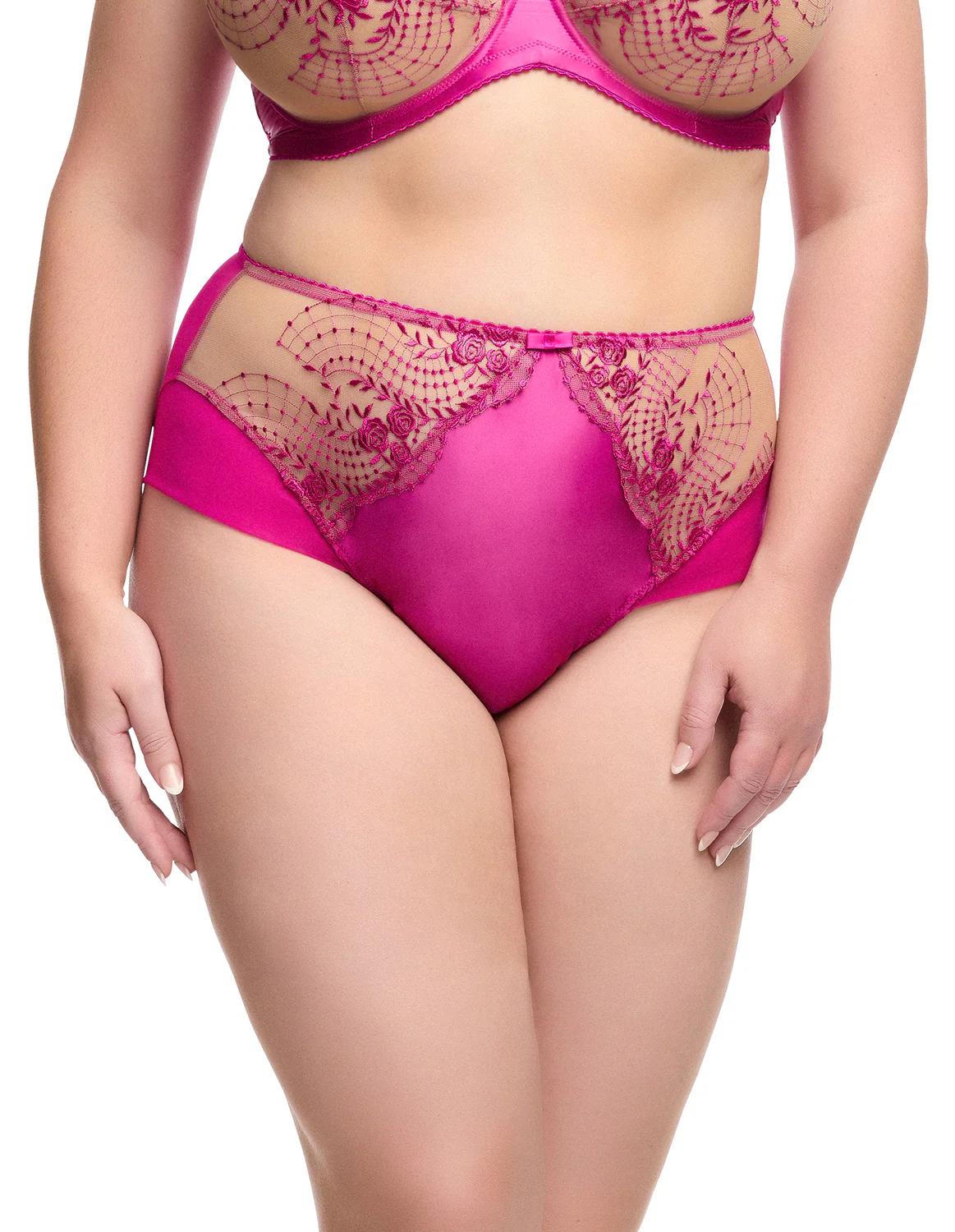 Julie's Roses High Waist Brief - Rubine