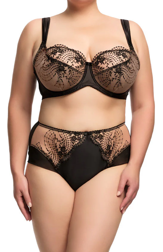 Julie's Roses High Waist Brief - Black - Image 3