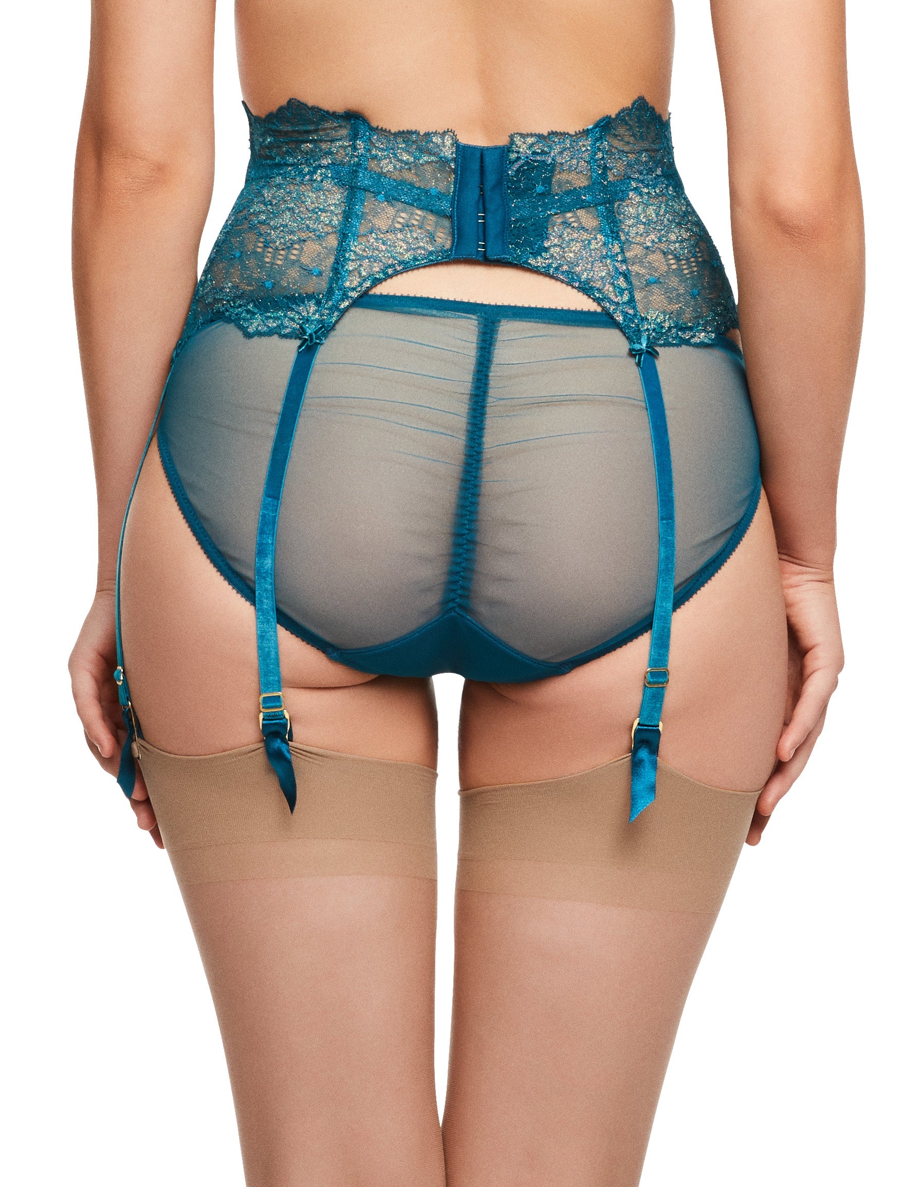 Lurex Lace Suspender - Lucite Blue - Image 2