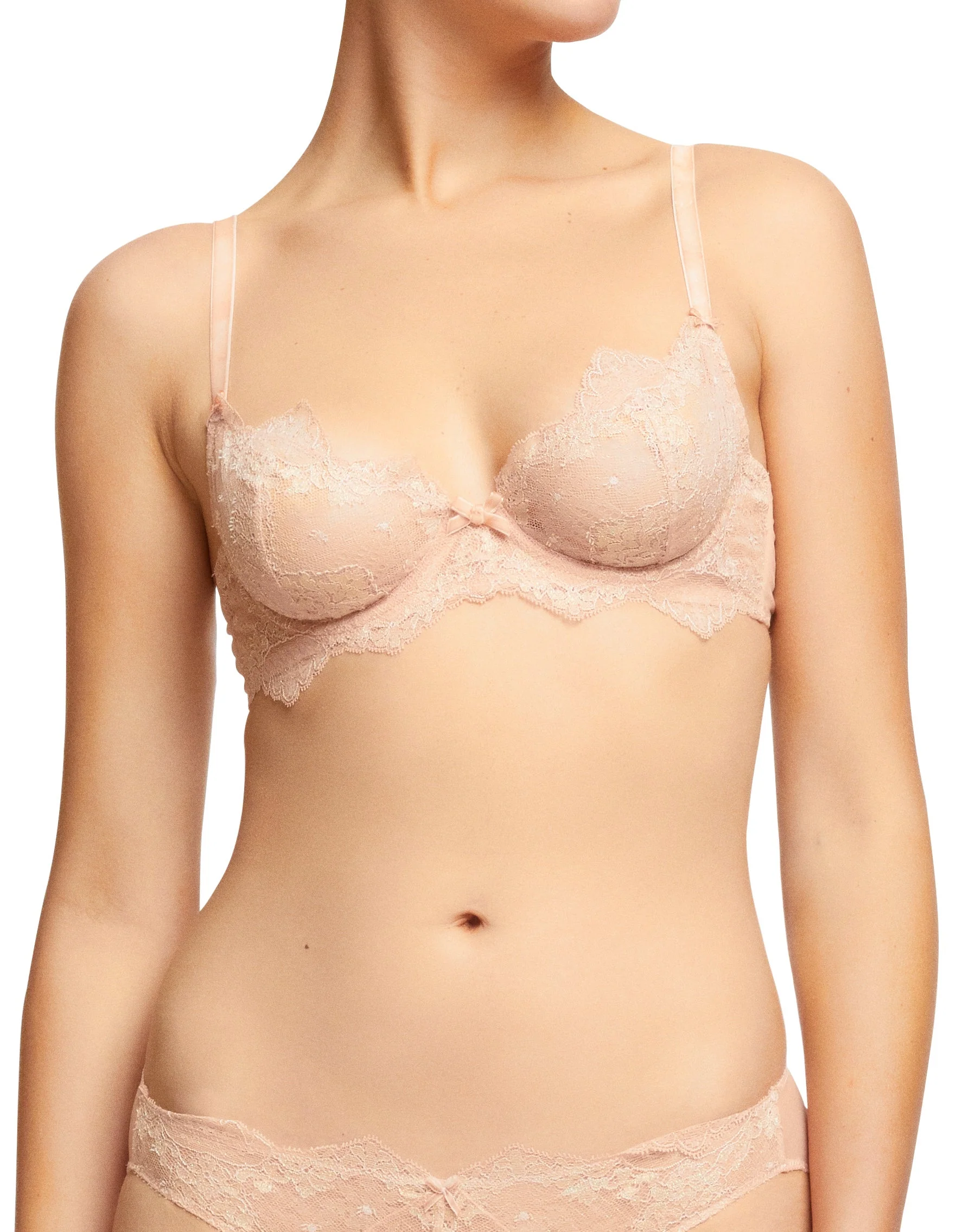 Lurex Lace Underwire Bra - Vintage Peach