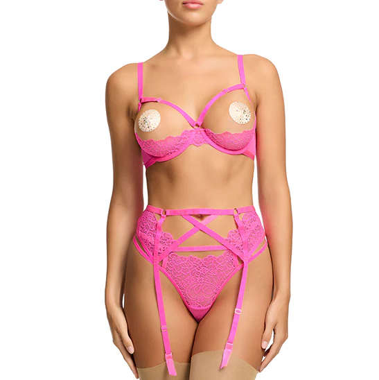 Madame XXX Quarter Cup Bra - Fluro Pink - Image 3